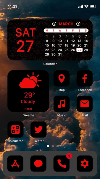 Wow Red Black Theme, Icon Pack - Image screenshot of android app