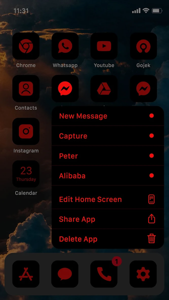 Wow Red Black Theme, Icon Pack - Image screenshot of android app