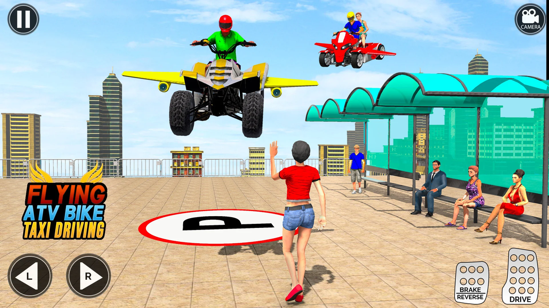 Flying Motorbike Game ATV Taxi - Gameplay image of android game