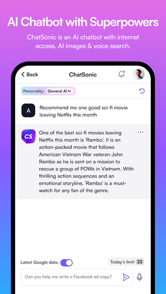 Chatsonic - AI Chatbot - Image screenshot of android app