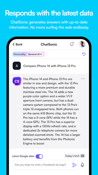 Chatsonic - AI Chatbot - عکس برنامه موبایلی اندروید