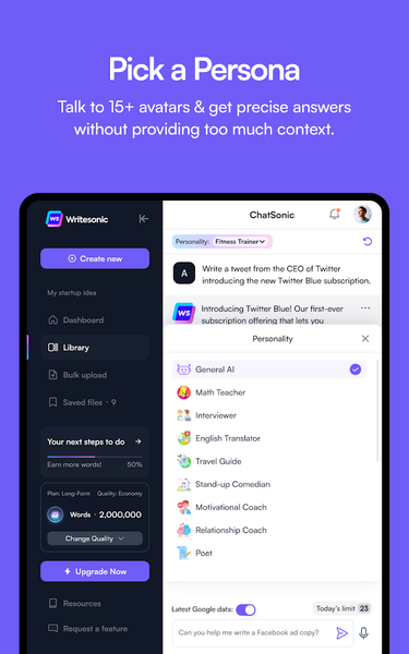 Chatsonic - AI Chatbot - Image screenshot of android app