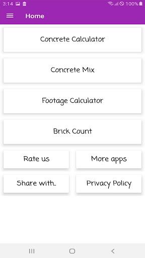 Concrete Calculator - Cement,Sand,Aggregate,Cost - عکس برنامه موبایلی اندروید