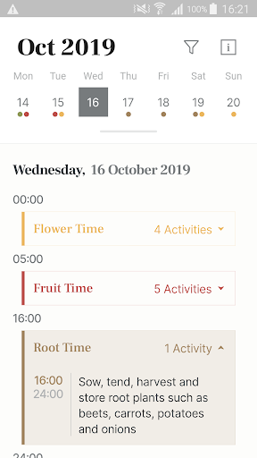 Biodynamic Gardening Calendar - Image screenshot of android app