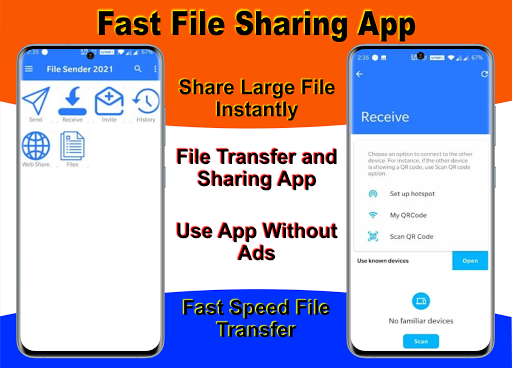 File Transfer 2021 :- Share Big Files Music, Video - عکس برنامه موبایلی اندروید