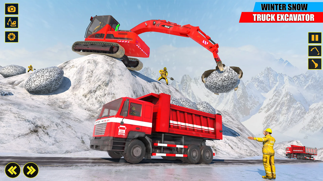 Snow Excavator Sim Crane Game - Gameplay image of android game
