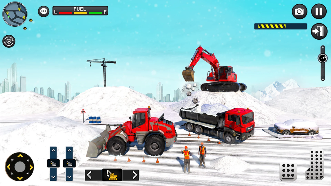 Snow Excavator Sim Crane Game - Gameplay image of android game