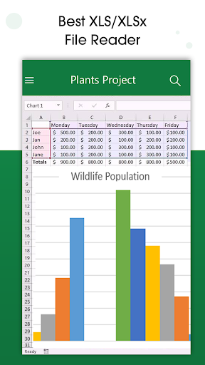 xlsx viewer: xls file viewer - عکس برنامه موبایلی اندروید