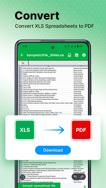 Excel Reader : XLS File Viewer - Image screenshot of android app