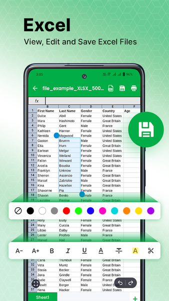 Excel Reader : XLS File Viewer - عکس برنامه موبایلی اندروید