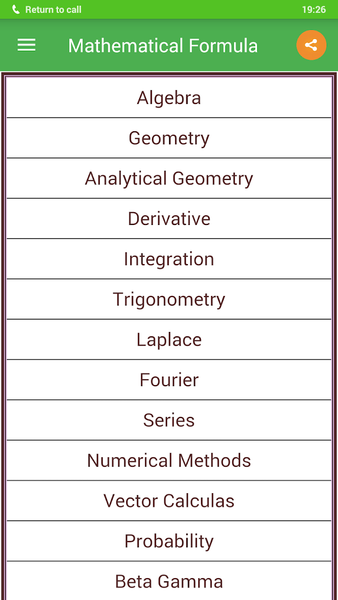 Maths Formula - عکس برنامه موبایلی اندروید