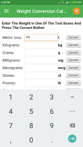 Weight Converter - Image screenshot of android app