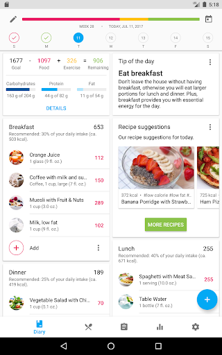YAZIO Calorie Counter & Intermittent Fasting App – رژیم و کالری شمار - Image screenshot of android app