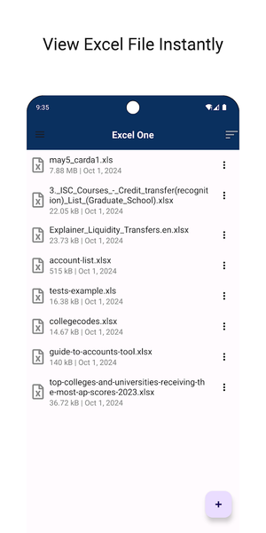 Excel One: Fast XLS/XLSX View - عکس برنامه موبایلی اندروید