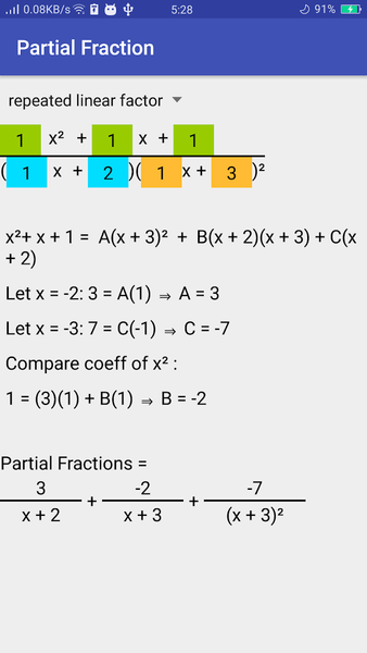 Partial Fractions - Image screenshot of android app