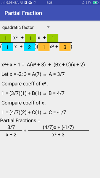 Partial Fractions - عکس برنامه موبایلی اندروید