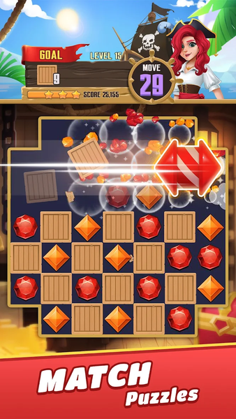 Jewels Crush: Pirate Match 3 - Image screenshot of android app