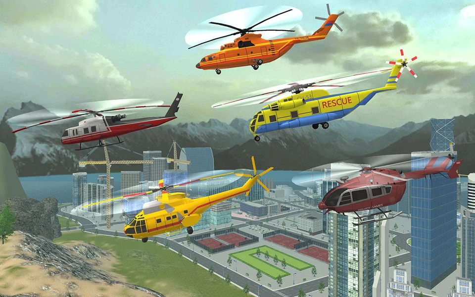 Fire Helicopter Rescue SIM - Gameplay image of android game