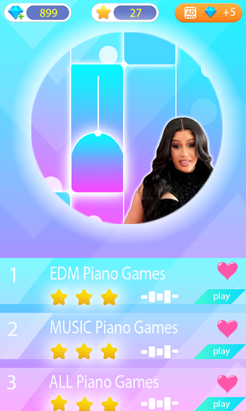 Cardy B Piano Tiles Game - Gameplay image of android game