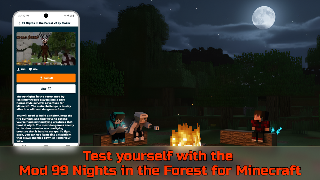 Mod 99 Nights for Minecraft PE - Image screenshot of android app