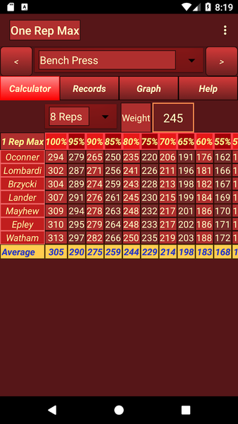 One Rep Max Calculator - Image screenshot of android app