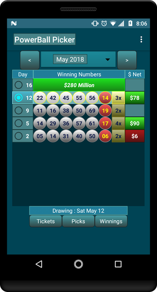 PowerBall Picker Lite - Image screenshot of android app