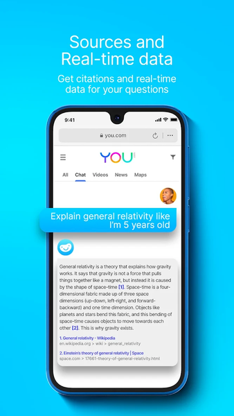 You.com AI Search and Browse - Image screenshot of android app