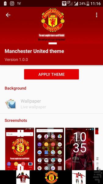 Manchester United theme - Image screenshot of android app