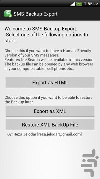 SMS Backup Export - Image screenshot of android app