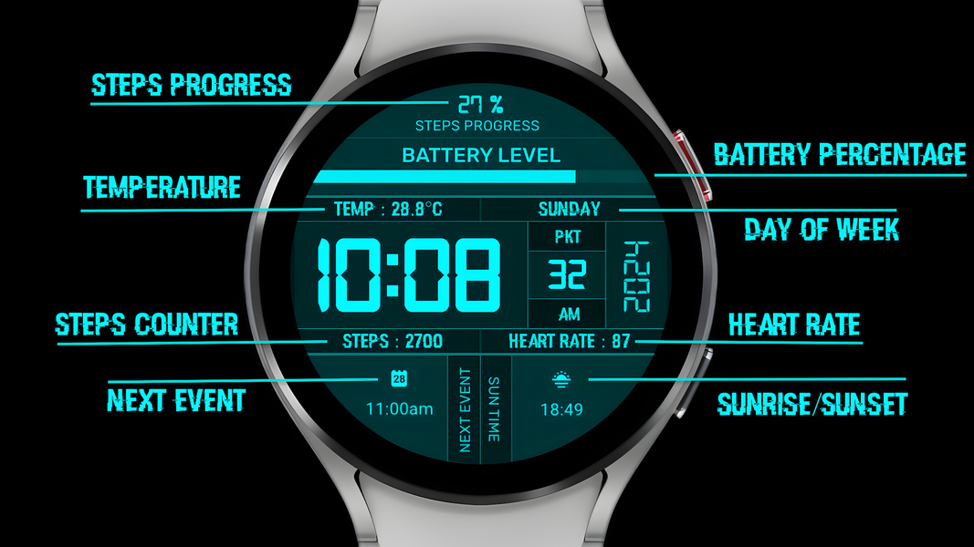 Sci-Fi Digital Watch Face - عکس برنامه موبایلی اندروید