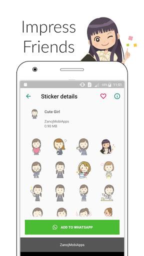 ❤️Love, 😊 Emoji & 👧Cute Girl Stickers (10 packs) - Image screenshot of android app