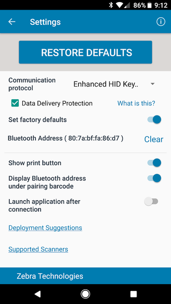 Scan-To-Connect (STC) Utility - Image screenshot of android app