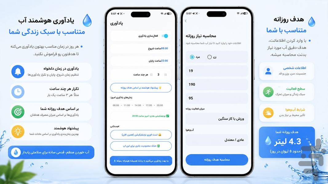 یاد آور آب - Image screenshot of android app
