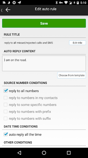 SMS Auto reply--When driving - عکس برنامه موبایلی اندروید