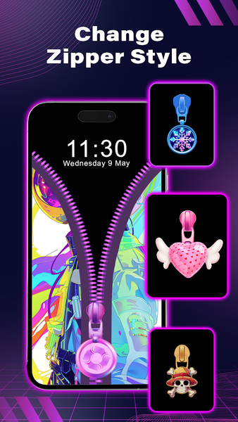 Zipper Lock - Zip Screen Theme - Image screenshot of android app