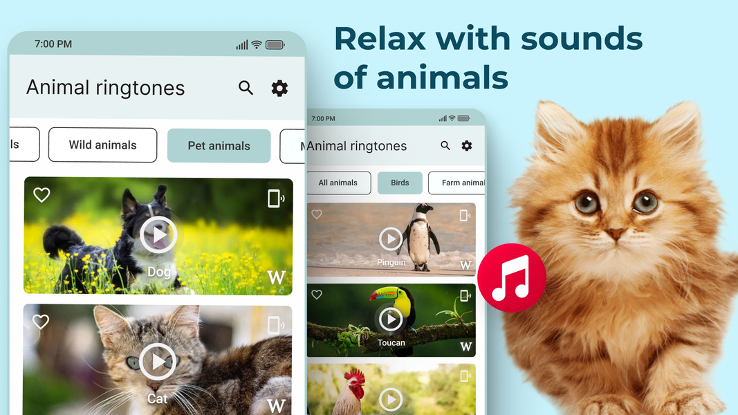 Animal Sounds and Ringtones - عکس برنامه موبایلی اندروید