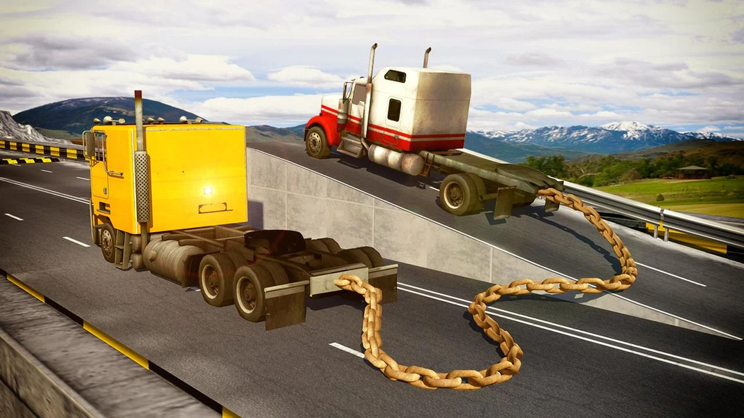 Chained Trucks against Ramp - Gameplay image of android game