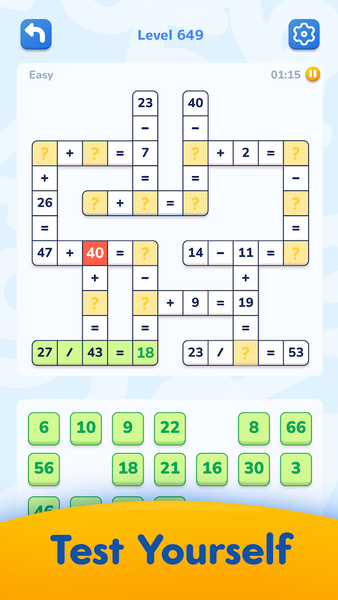 Math Crossword — Number puzzle - Gameplay image of android game