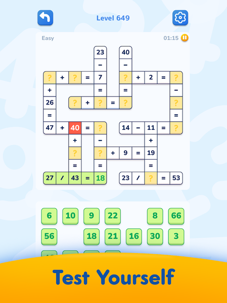 Math Crossword — Number puzzle - Gameplay image of android game
