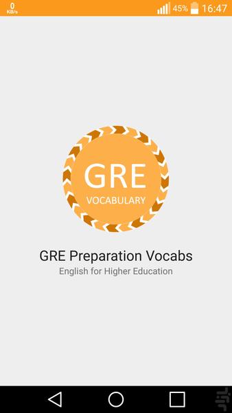 لغات کاربردی آزمون GRE - عکس برنامه موبایلی اندروید
