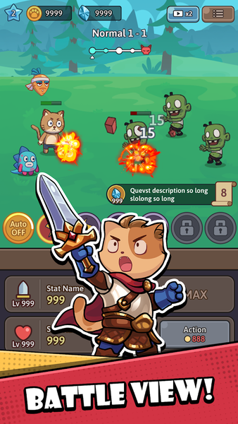 Cat Legend: Idle RPG War - Gameplay image of android game