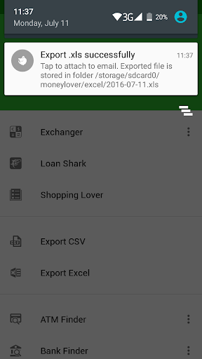 Money Lover Export Tool: CSV and Excel spreadsheet - عکس برنامه موبایلی اندروید