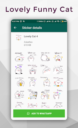 Cute & Funny Cat Sticker for WhatsApp WAStickerApp - Image screenshot of android app