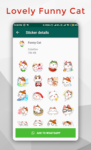 Cute & Funny Cat Sticker for WhatsApp WAStickerApp - Image screenshot of android app