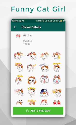 Cute & Funny Cat Sticker for WhatsApp WAStickerApp - Image screenshot of android app