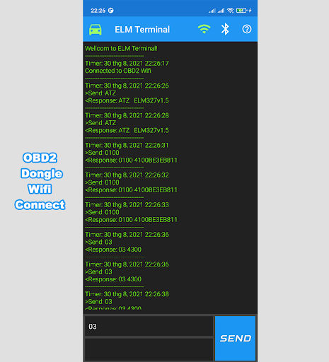 ELM327 Terminal Command - Image screenshot of android app