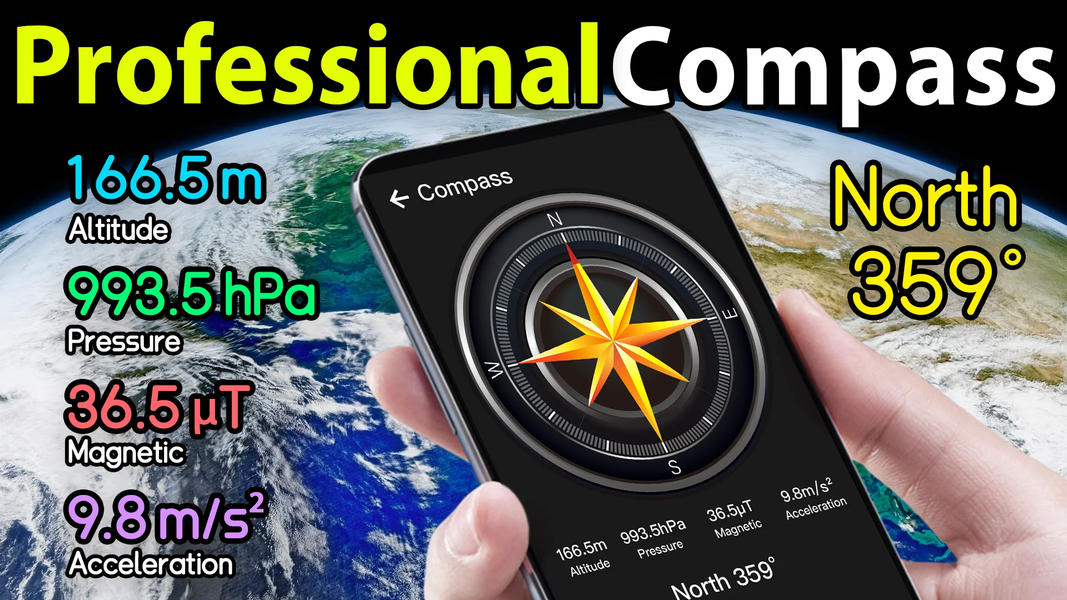 Compass - Digital Compass - عکس برنامه موبایلی اندروید