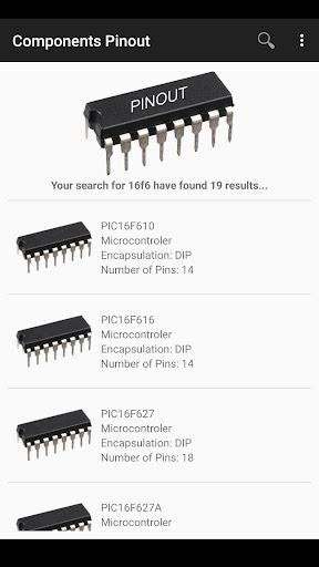 Electronic Component Pinouts - Image screenshot of android app