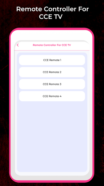 Remote Controller For CCE TV - عکس برنامه موبایلی اندروید