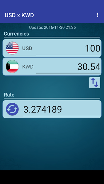 US Dollar to Kuwaiti Dinar - عکس برنامه موبایلی اندروید